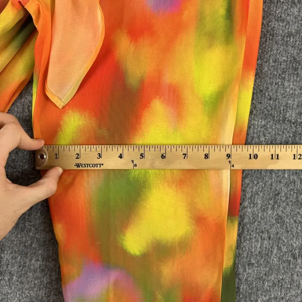 Bananhot Pants XS Lily Sunrise Chiffon Tie Waist Flare Multi Beach Resort Pool - Picture 12 of 14